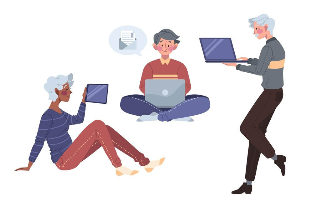 drawn-seniors-using-technology_23-2148818034